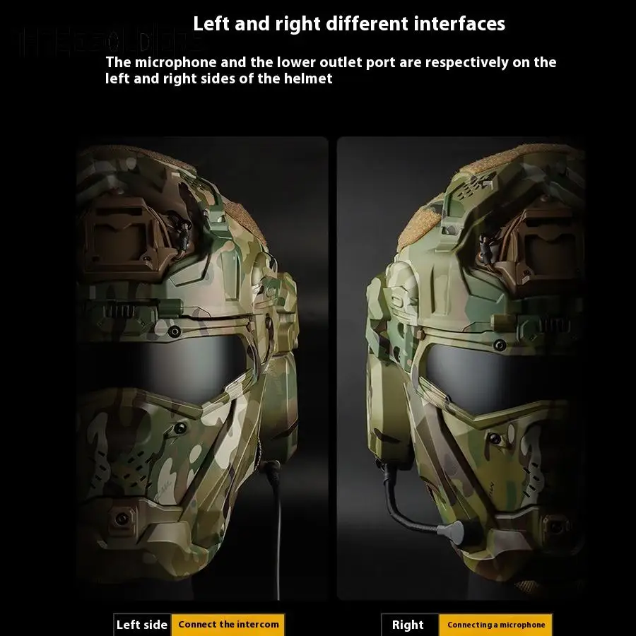 خوذة تدريب تكتيكية لحماية أصابع القدم لكامل الوجه، قناع، سماعات أذن مدمجة للاتصالات، قابلة للفصل #4
