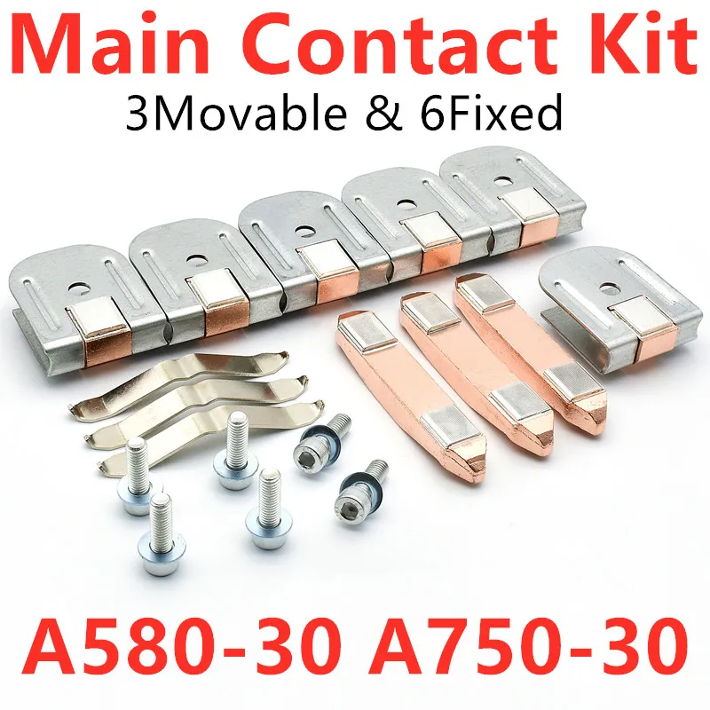 

Main Contact Kit For AC Contactor A580-30 A750-30 AF580-30 AF750-30 ZL580 ZL750 Moving And Fixed Contacts Contactor Spare Parts