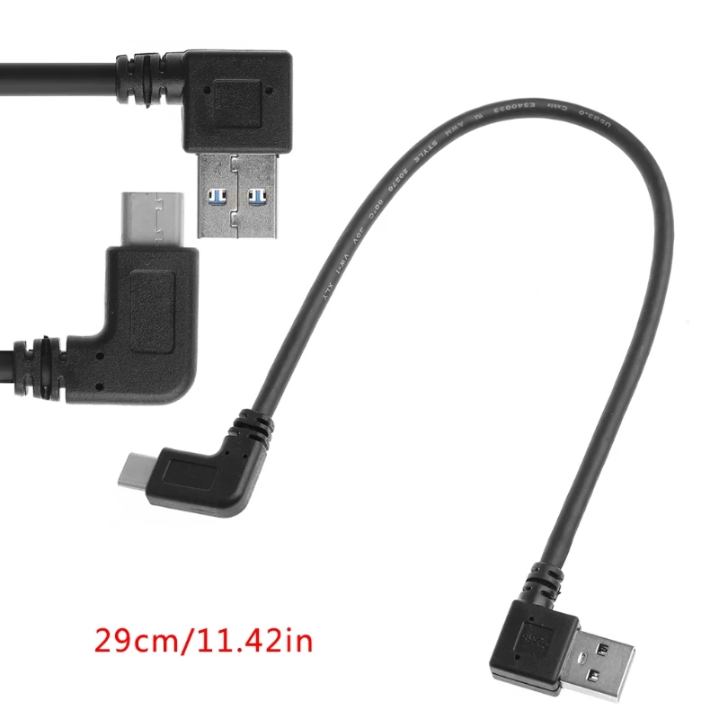 USB 3.0 Type A To Type C Left/Right Angle 90 Degree Male To Male Adapter Cable Extension Cord for Smartphone Tablet