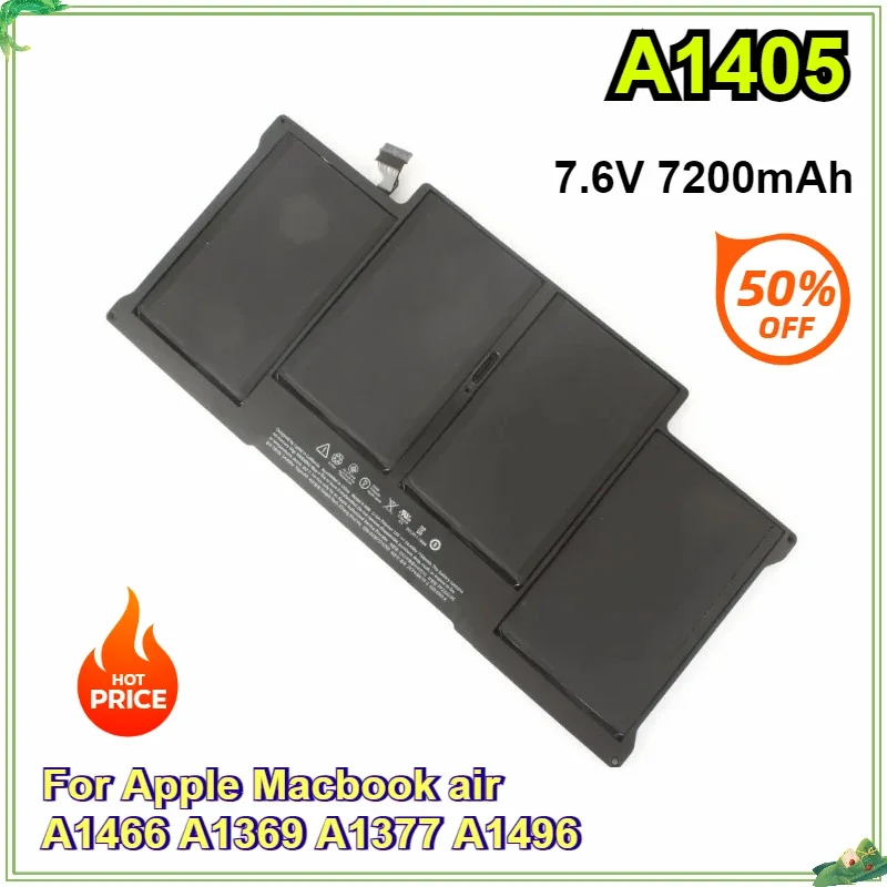 

A1405 7200mAh New Laptop Battery for APPLE MACBOOK AIR 13.3 A1466 A1369 MD760LL/A MD761CH MD761CH 2012-2017 Year A1496 A1377