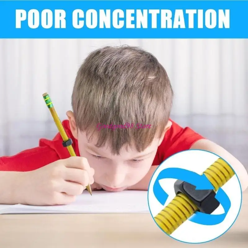 Quiet Focusing Aid Wooden Threaded Pencil With Rotating Nut Stress Relief Sensory Toy For Students Homework Writing Tool