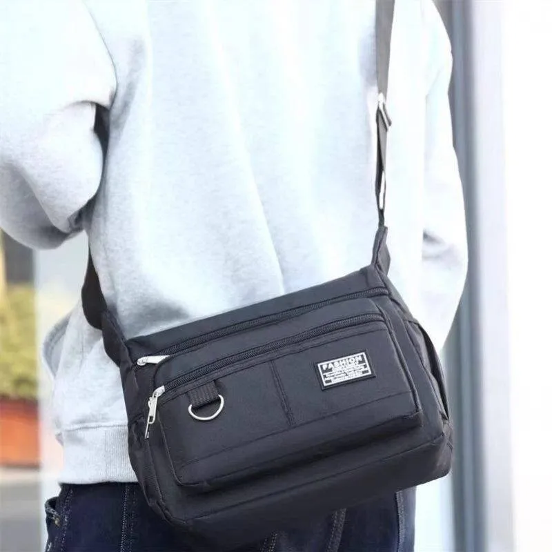 Large Capacity Men's Shoulder Bag Crossbody Business Travel Bag with Multiple Compartments Durable Polyester Casual Style