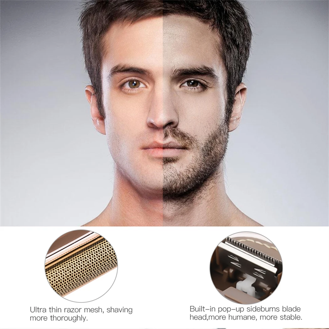 Professional Men's Shaver Cordless Beard Trimmer Rechargeable Razor Mini Leather Portable Electric Shaving Machine