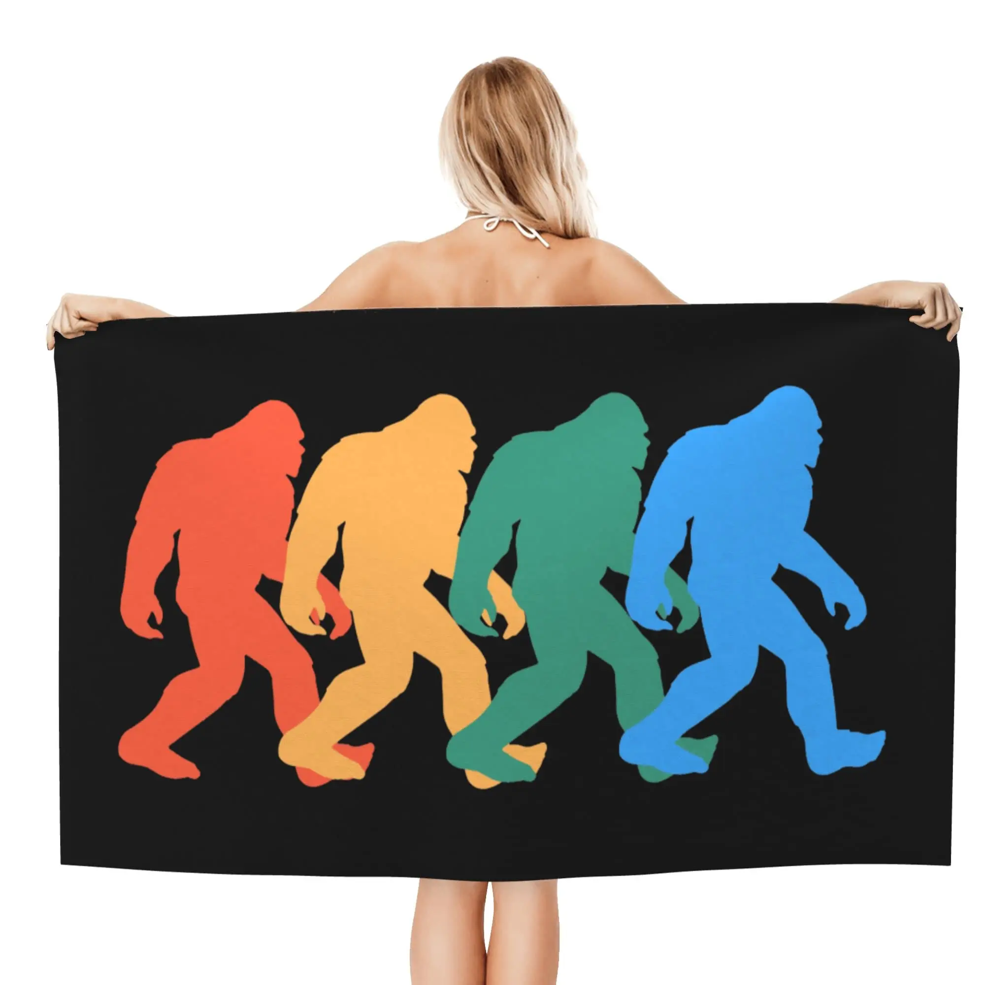 Retro 1980s Bigfoot Sasquatch Beach Towel Beach Blanket Quick Dry Towel Beach Bath Towels for Travel Swim Pool Yoga Gym Towel