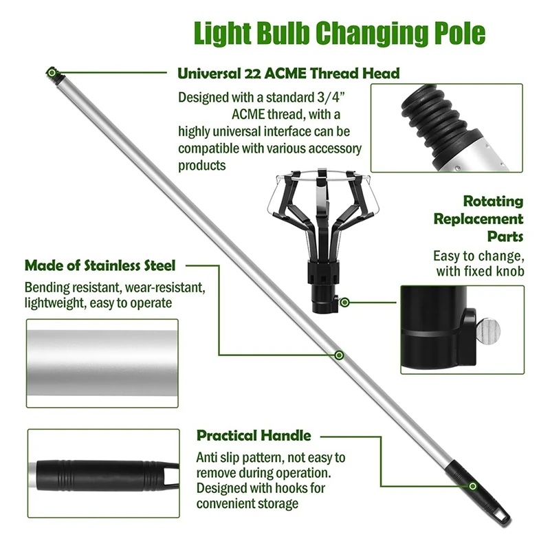 13FT Light Bulb Changer For High Ceilings, Light Bulb Changer Light Changer High Reach Light Bulb Changing Pole