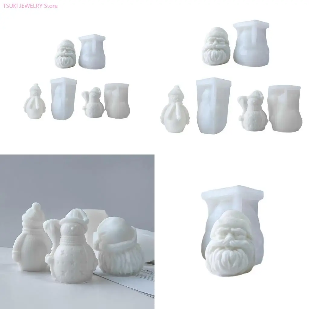 

62KE Christmas Mold Santa Snowman Aromatherapys Plaster Molds