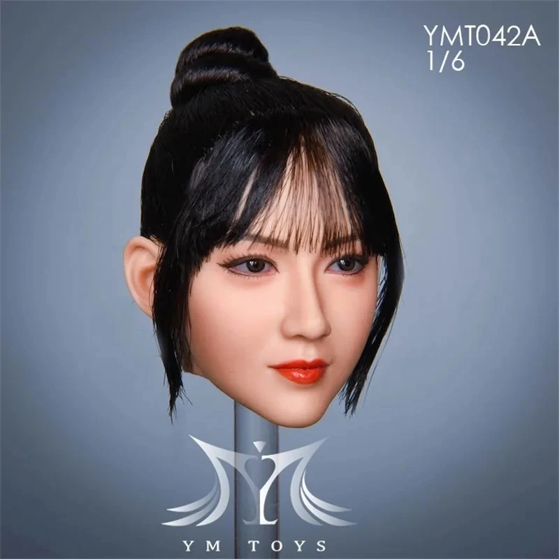 YMTOYS YMT042 1/6 Female Soldier Ruyi Hair Planting Head Carving Model Accessories Fit 12'' Action Figure Body In Stock