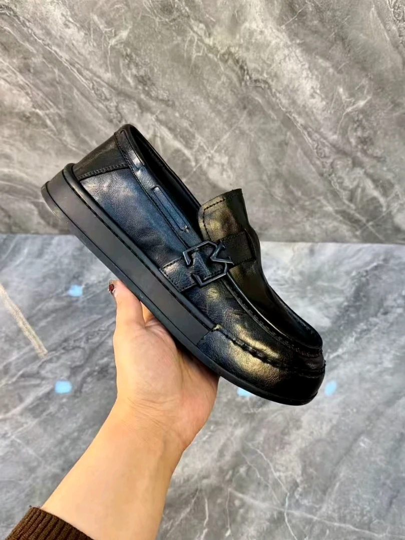 

New Men's Pure Leather Casual Comfortable oes High Quali Faionable Versatile Busin European Sle Haome Leather O...