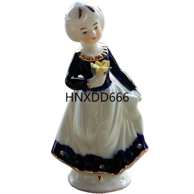 

Ceramic Ornament Artificial Portrait Sculpture Flower Basket Girl Western Woman Cartoon Porcelain Crafts Home Decoration