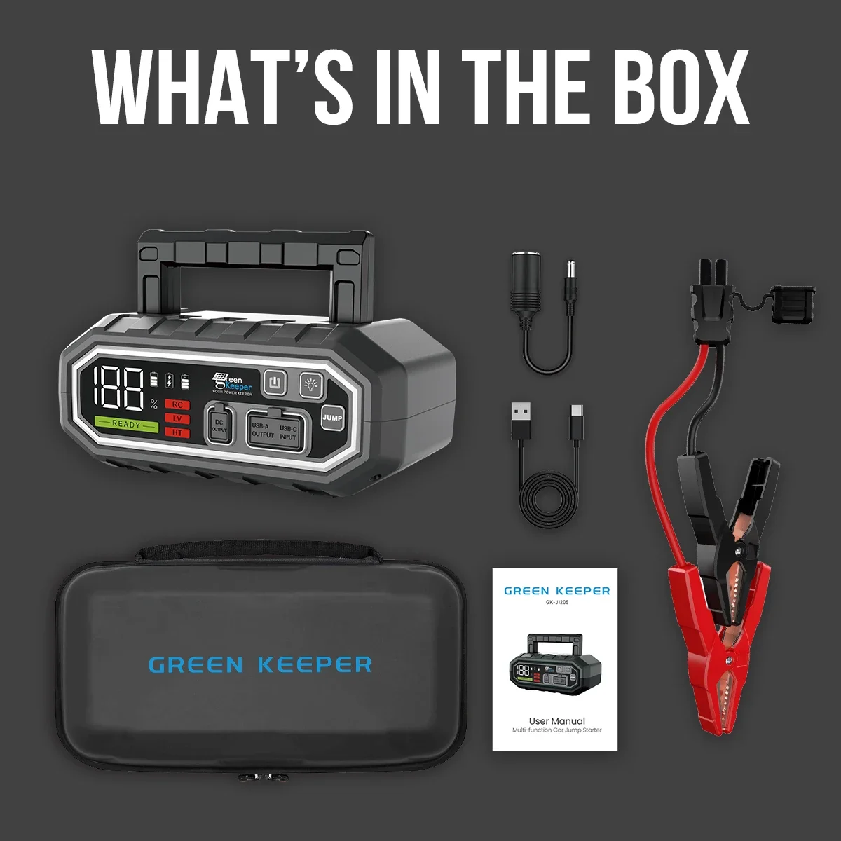 Green Keeper 2024 Hot Selling Car Jump Starter 24000mah Mobile Power Battery Booster Portable Car Jump Starter For Car