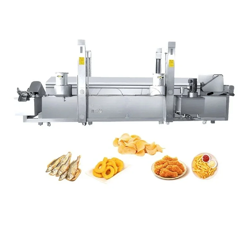 

Automatic 304 Stainless Steel Electric French Fries Banana Plantain Chips Deep Frying Machine Continuous Fryer