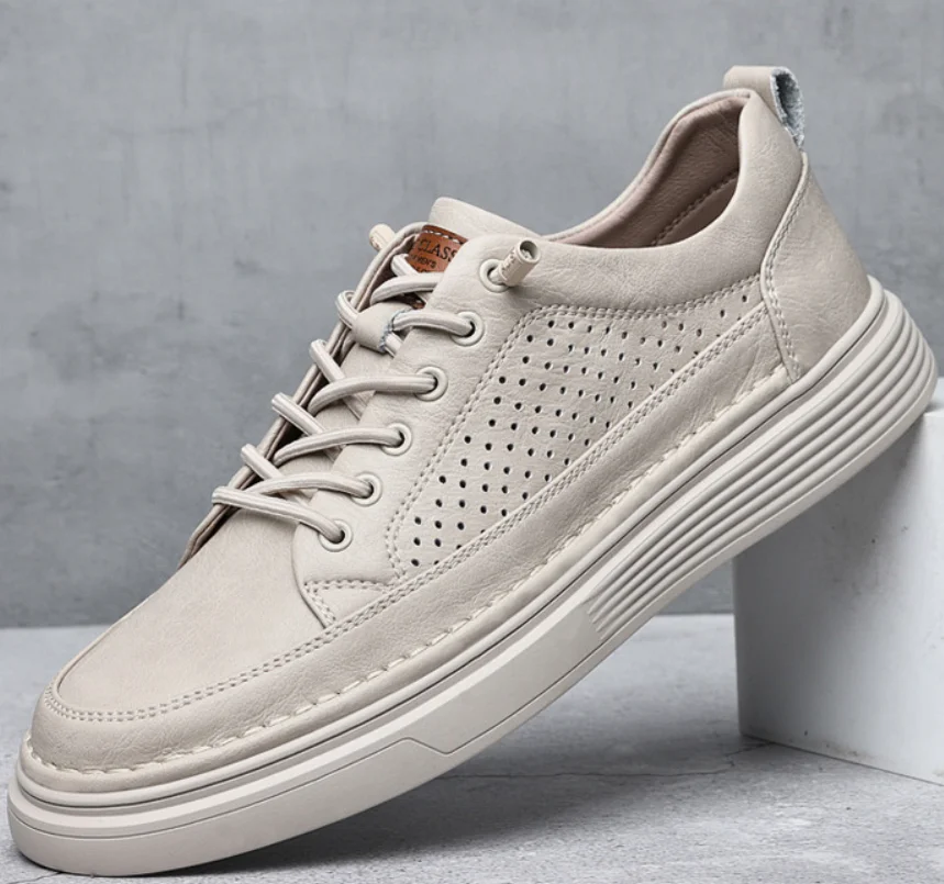 

2026 New Casual Shoes Men's Lace Up Oxford Shoes Genuine Leather Thick Bottom Outdoor Walking Shoe Black Office Men Dress Shoes