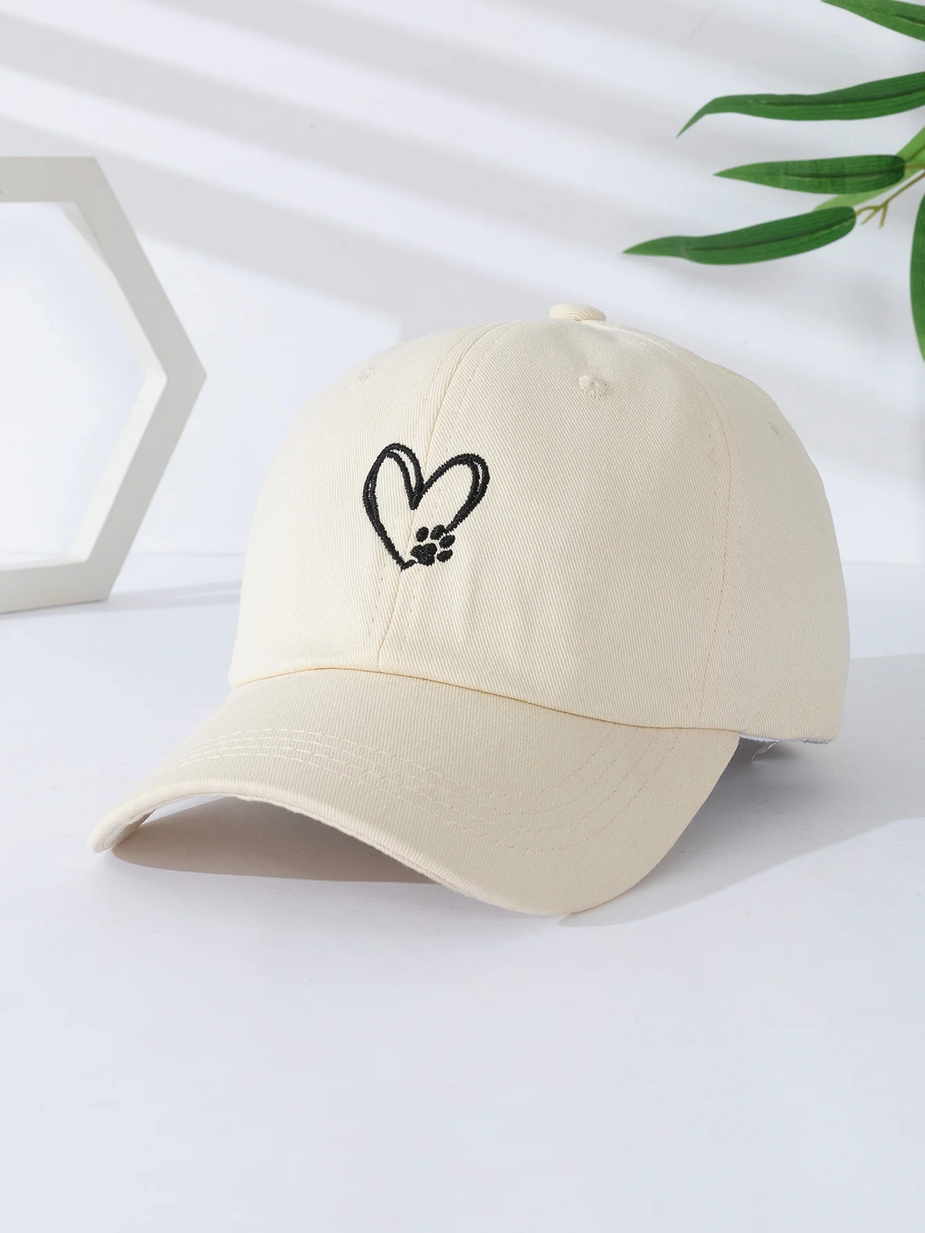 Trendy Apparel Shop Paw Print Heart Love Embroidered Low Profile Soft Baskeball Cap