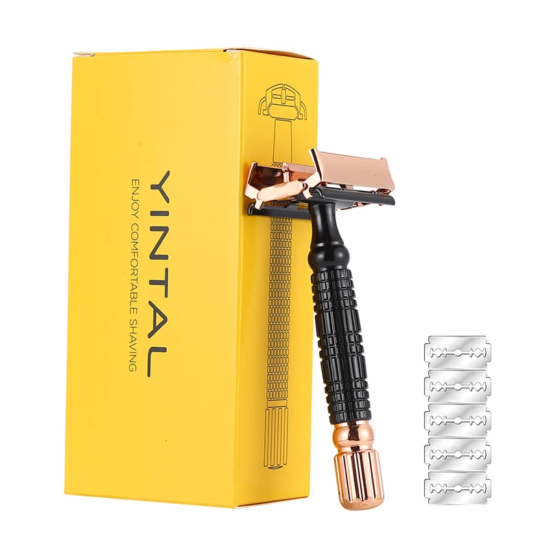 Double Edge Blades Safety Brass Razor Manual Shaver Top Quality Rose Gold Black Fashion Color Matching Butterfly Women Shaving