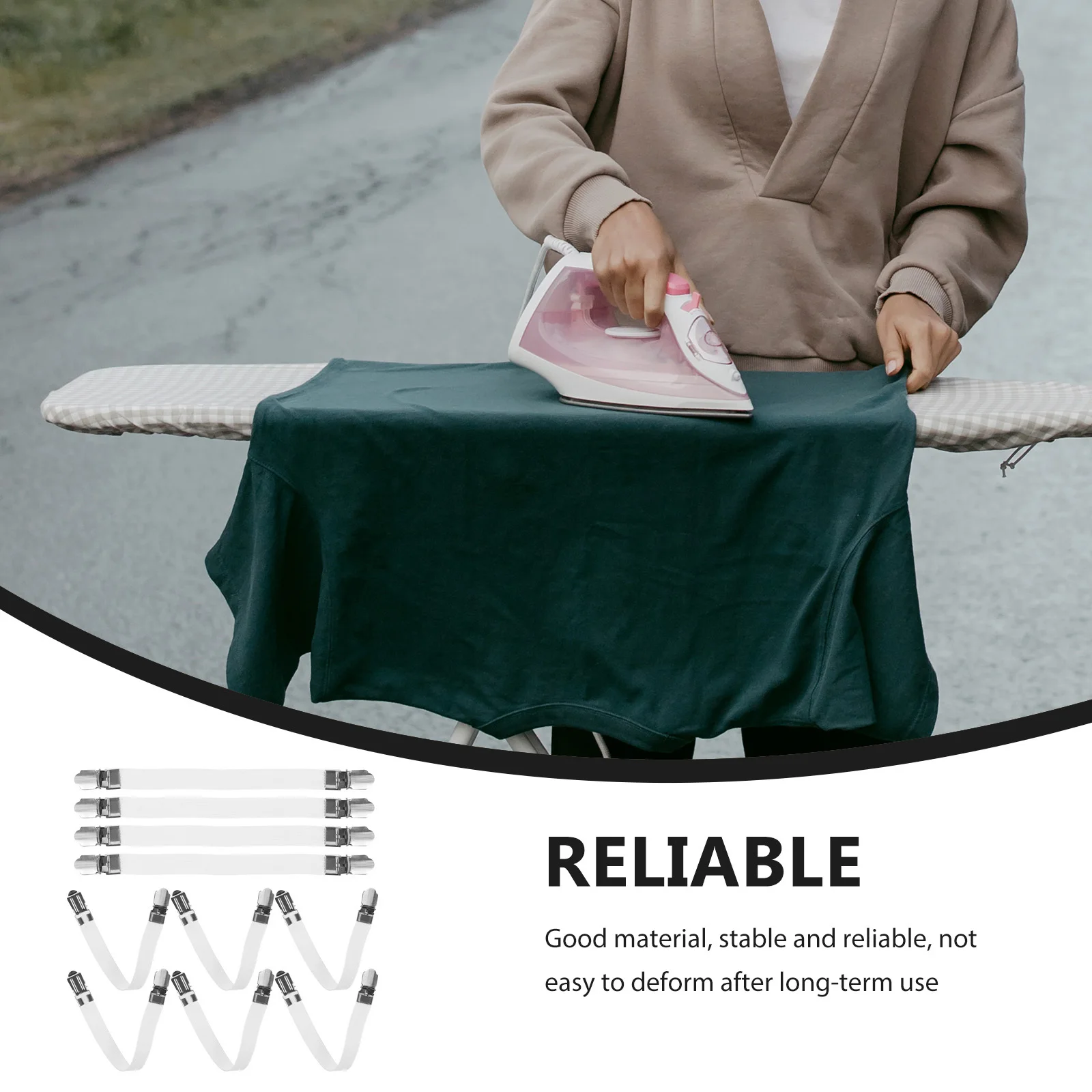 

16Pcs Ironing Board Clamps Adjustable Elastic Cover Fasteners Secure Flat Cover Prevent Slipping Laundry Room Essential