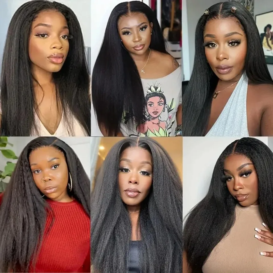 30 32 inch 5x5 Lace Closure Wigs Kinky Straight Human Hair Wigs for Women Pre Plucked Transparent Lace Front Wigs Human Hair