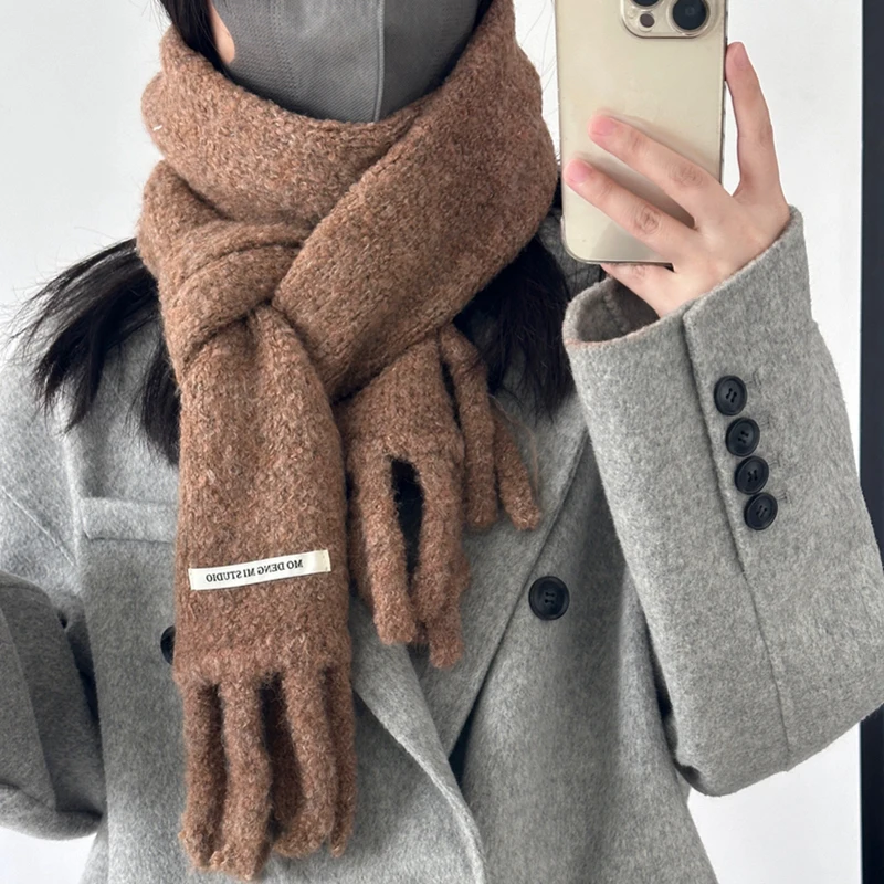 Sciarpa di lana di alpaca stile nordico moda semplice Sciarpa invernale morbida e calda Donna Uomo Fazzoletto da collo Silenziatore lungo in puro