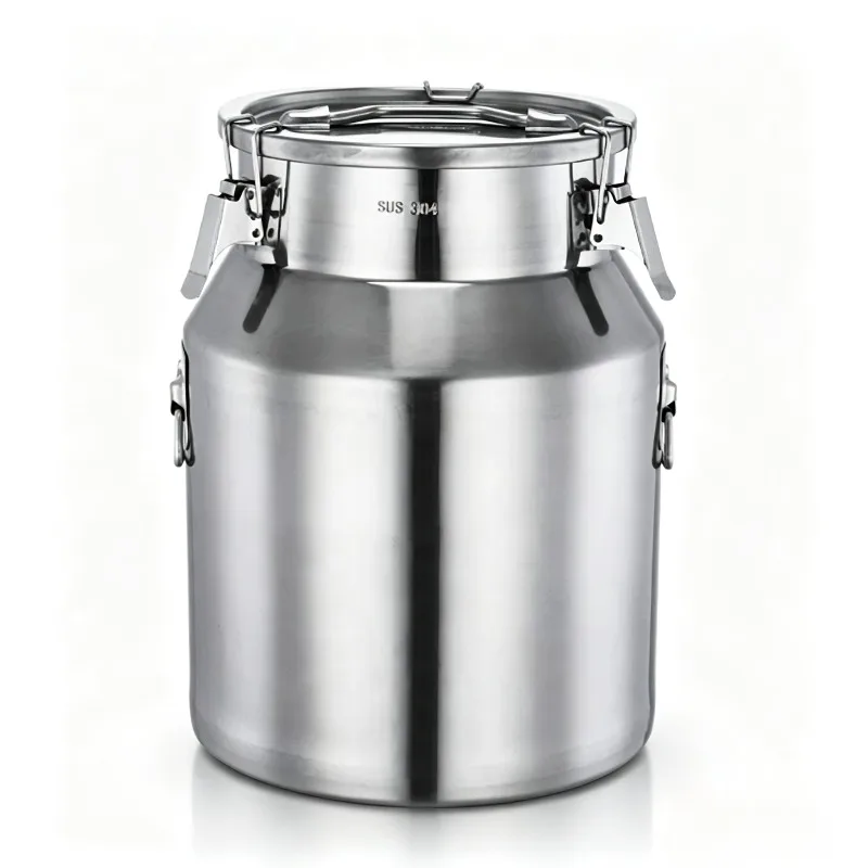 50LB 304 Stainless Steel Sealed Drum | 25L Food-Grade Bucket for Oil, Milk, Rice & Wine Storage & Transport