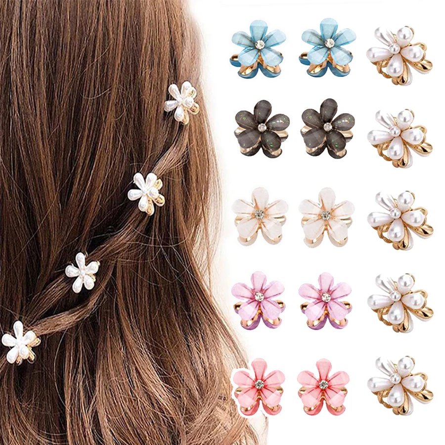 

2-6Pcs Small 2cm Resin Flower Metal Hair Clip Claw For Women Girls Barrettes Hairpin Hair Accessories Styling Braids Tools