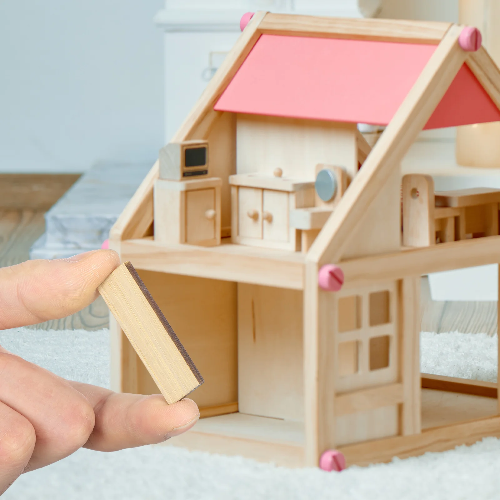 

48Pcs Miniature Dollhouse Accessories Bamboo Wood Floorboards for DIY Tiny House Flooring Sets Authentic Crafting