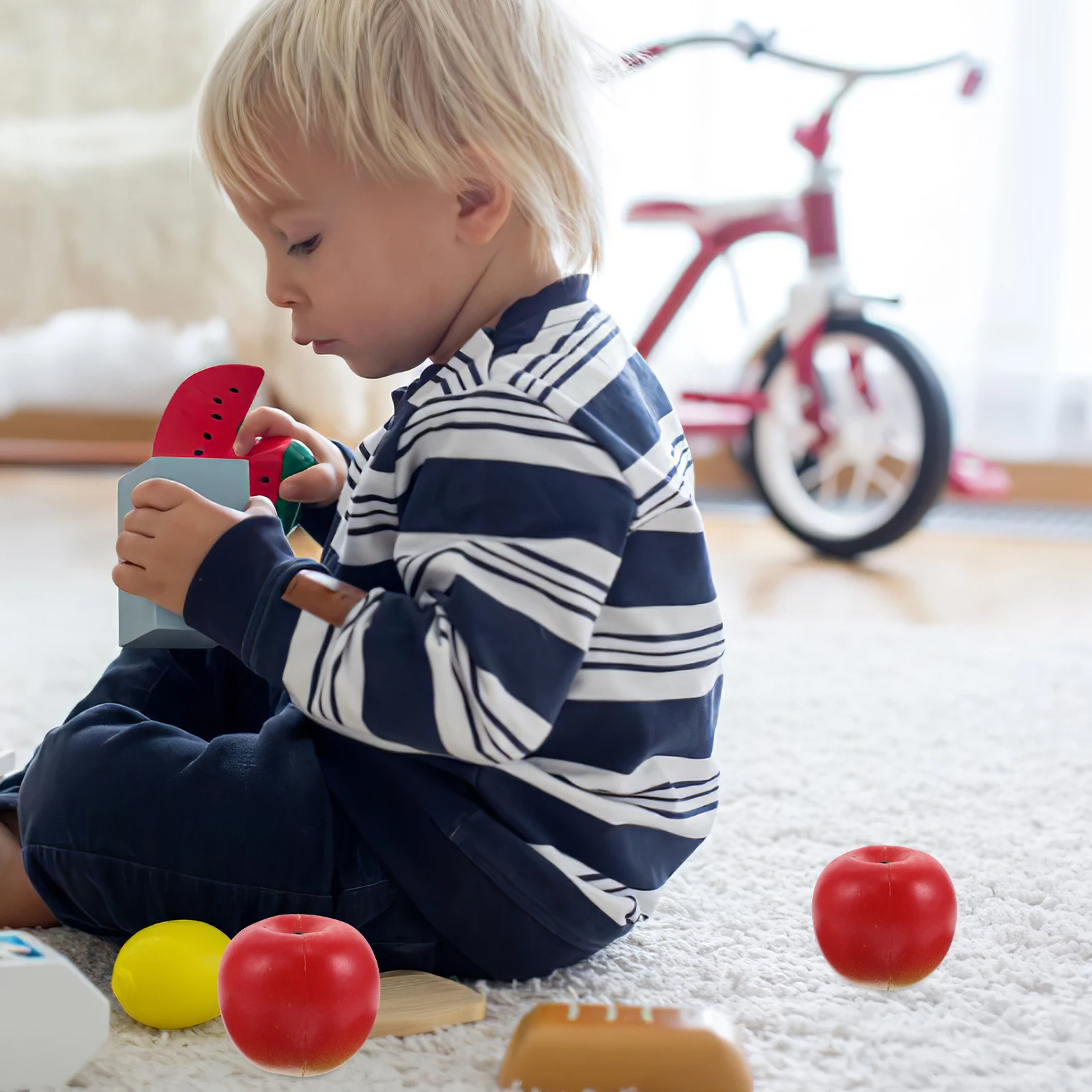 

Simulated Fruit Sand Tube Apple Toys Preschool Baby Children Artificial Decorative Apples Models Musical Instruments Decorate