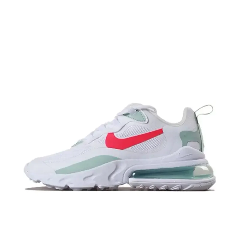 Nike Air Max 270 React Comfortable Fashion Anti-slip Low-top Casual Shoes for Women Durable Running Shoes Sneakers White and Red