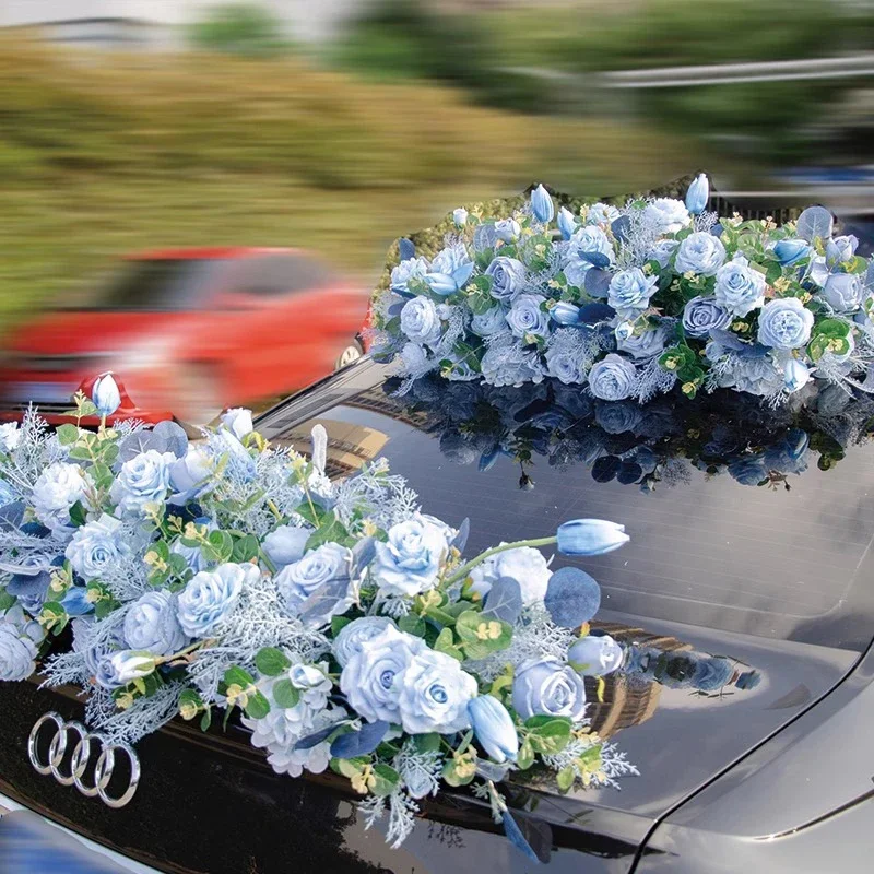 

Artificial Flower Wedding Car Decoration Romantic Silk Rose Peony Flower Row Road Leading Flower Runner Event Party Props Decor