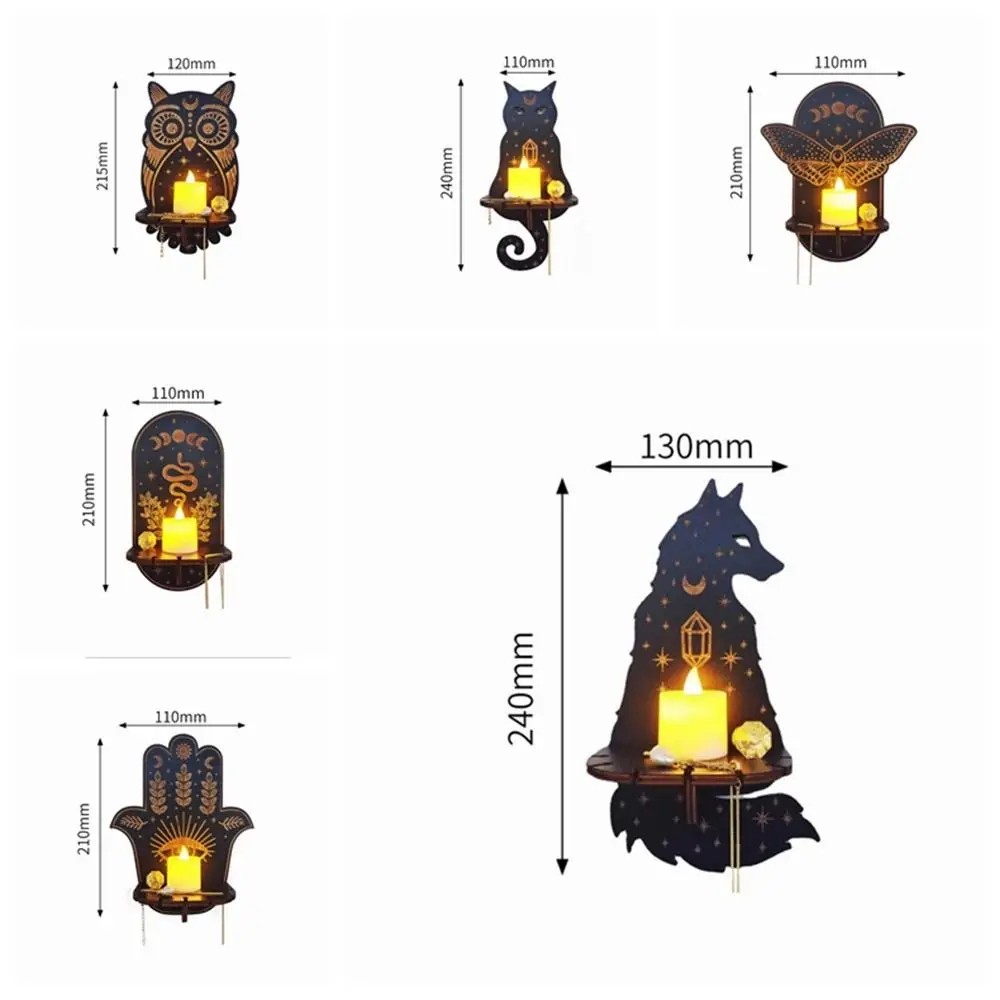 Prateleira De Parede De Pedra De Cristal, suporte De Exposição De Madeira, suporte De Vela Pendurado, Decoração De Casa Prateleiras, Mão, 1Pc