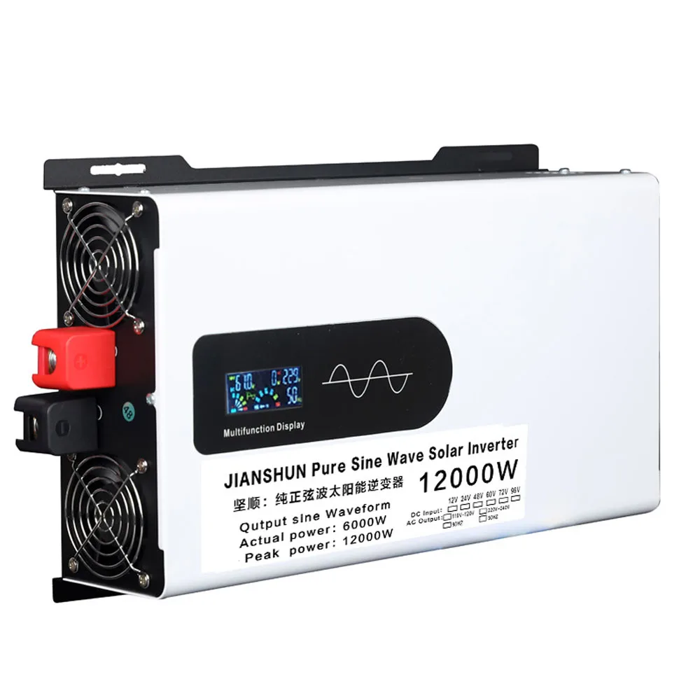 High Power Pure Sine Wave Power Inverter 10000W 12000W DC 12V 24V 48V 60V 72V 96V LED display is suitable For To AC 220V