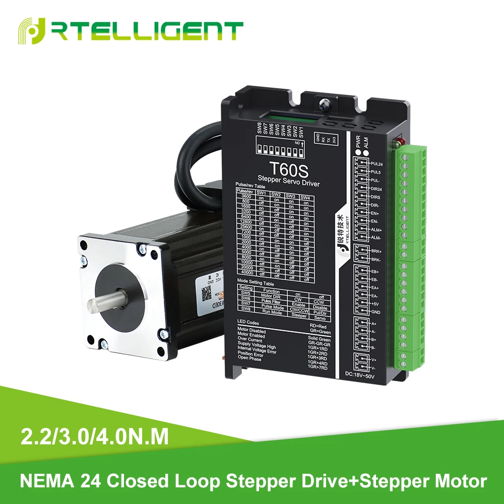 60mm*60mm 2.2N.m/3N.m/4N.m Closed Loop Stepper Motor kits 424.84Oz-in Nema 24 Stepper Motor and Drivers kit