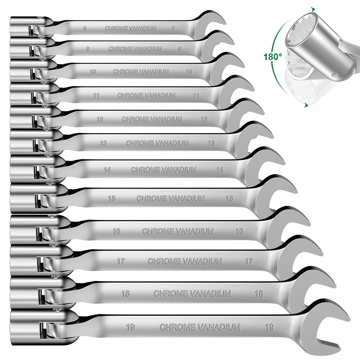 WOZOBUY 8-19 single-head movable socket dual-purpose wrench, rotatable torx open-end wrench, auto repair tool 