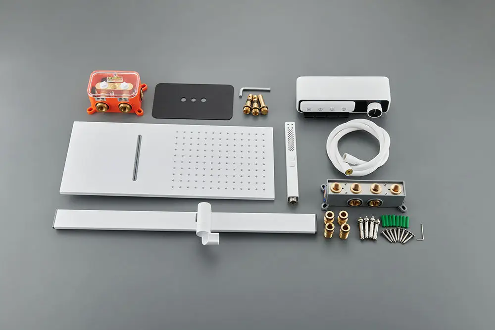 Luxus Regenduschkopf Set Rutsche Bar Einhand Thermostatmischer Messing Finish Kupfer Duscharmatur Modernes Design