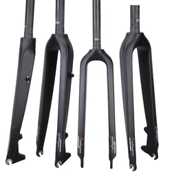 BALUGOE Bike MTB Fork Bicycle Front Fork Carbon Fiber Rigid Fork 26er 27.5er 29er Quick Release 100x9mm Lightweight 520g