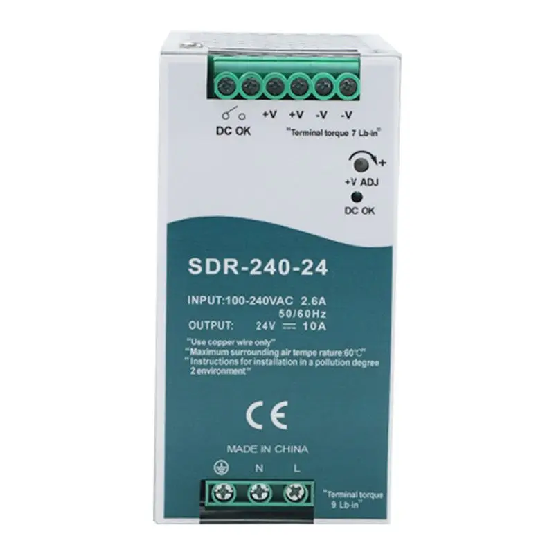 A98E-SDR-240-24 Switching Power Supply With PFC Function 150% Peak Load Capability DIN-Rail Switching Power Supply