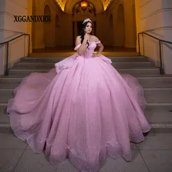 Elegant Pink Ball Gown Quinceanera Dress 2024 3D Floral Tulle Princess Sweet 16 Vestido De XV Años Brithday Party Gown Plus Size