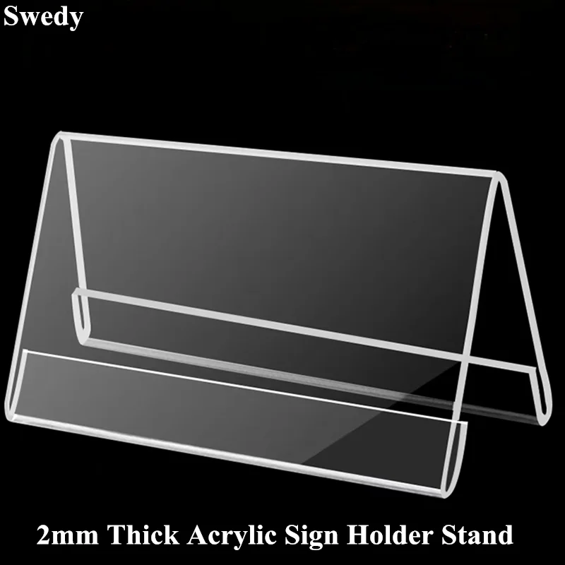 

10 Pieces 90x60mm Double Side Wedding Table Number Place Name Card Holder Stand Price Label Acrylic Sign Holder Display Stand