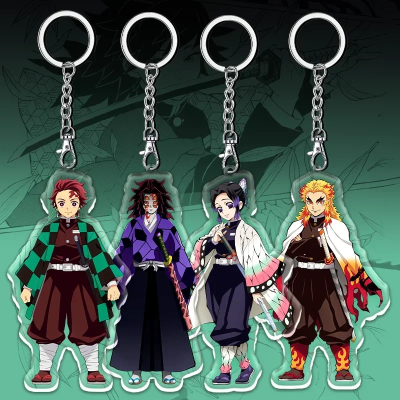 12cm Demon Slayer Acryl-Schlüsselanhänger Acryl Tanjiro Nezuko Party-Dekoration Schülerrucksack-Anhänger Anime-Zubehör Geschenk