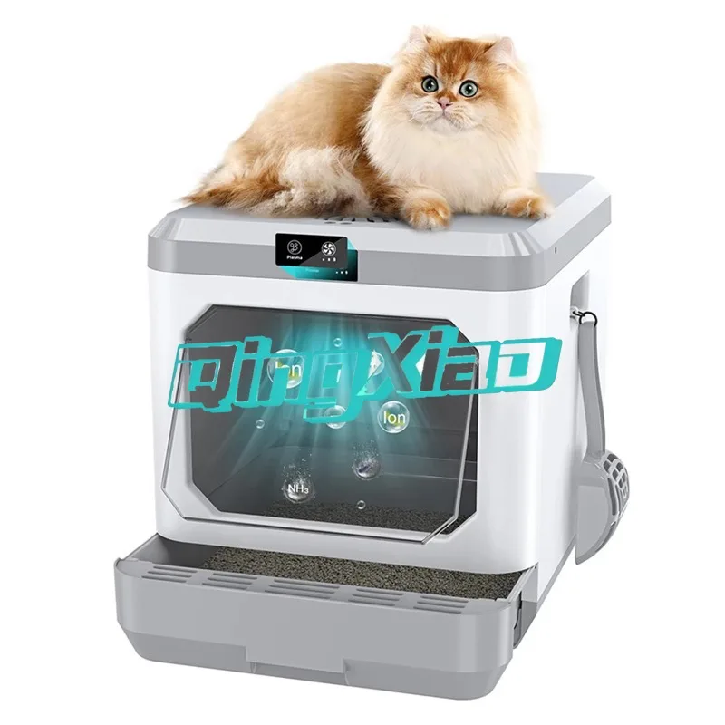 

Fully Enclosed Drawer Style Extra Large Cat Litter Box Anti Splash Odor Control Plasma Deodorizing Automatic Smart Pet Toilet