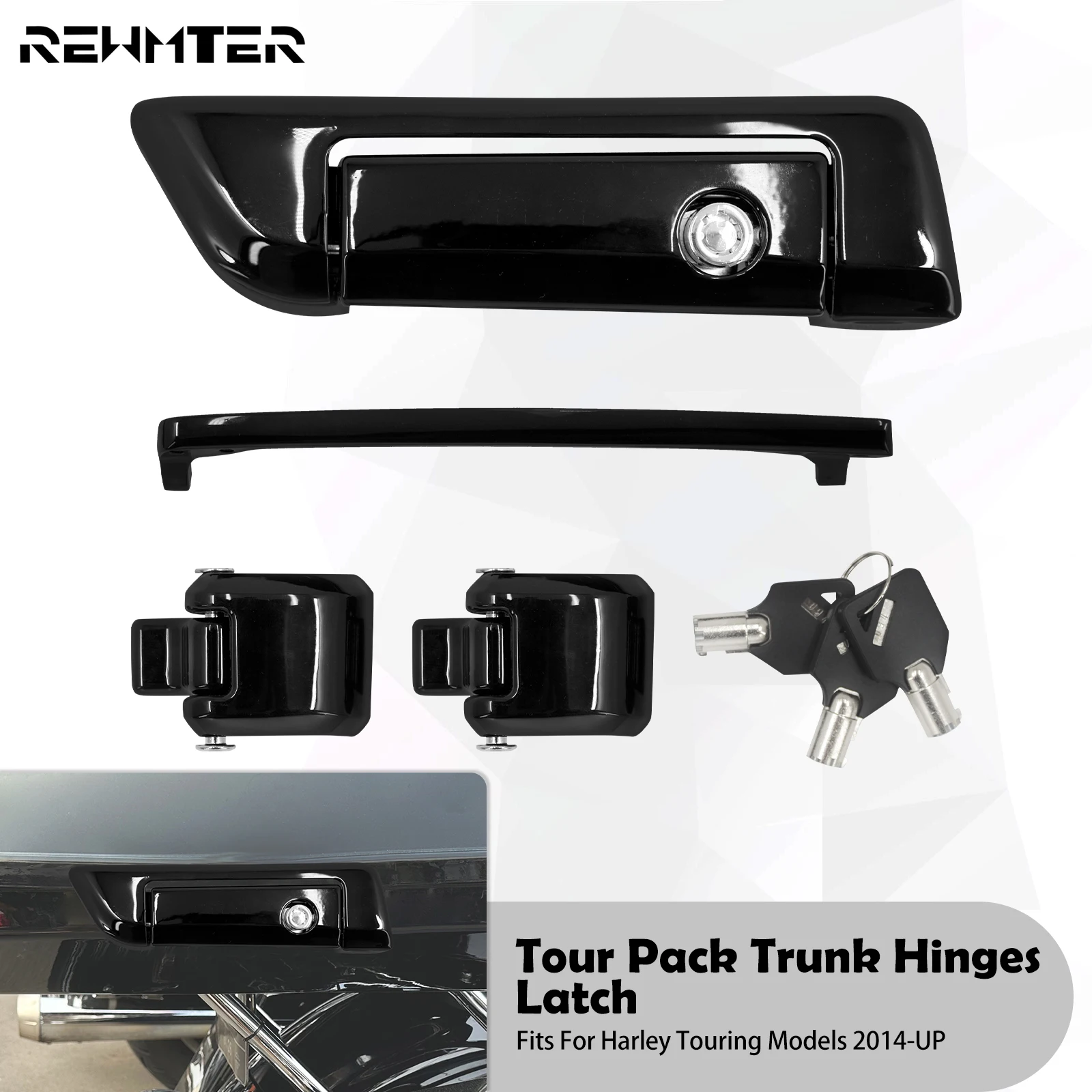 

Tour Pack Trunk Hinges Latch Lid Lock Keys Motorcycle Saddlebag Lock Kit For Harley Touring Electra Glide FLHX FLHR FLTRX 14-Up