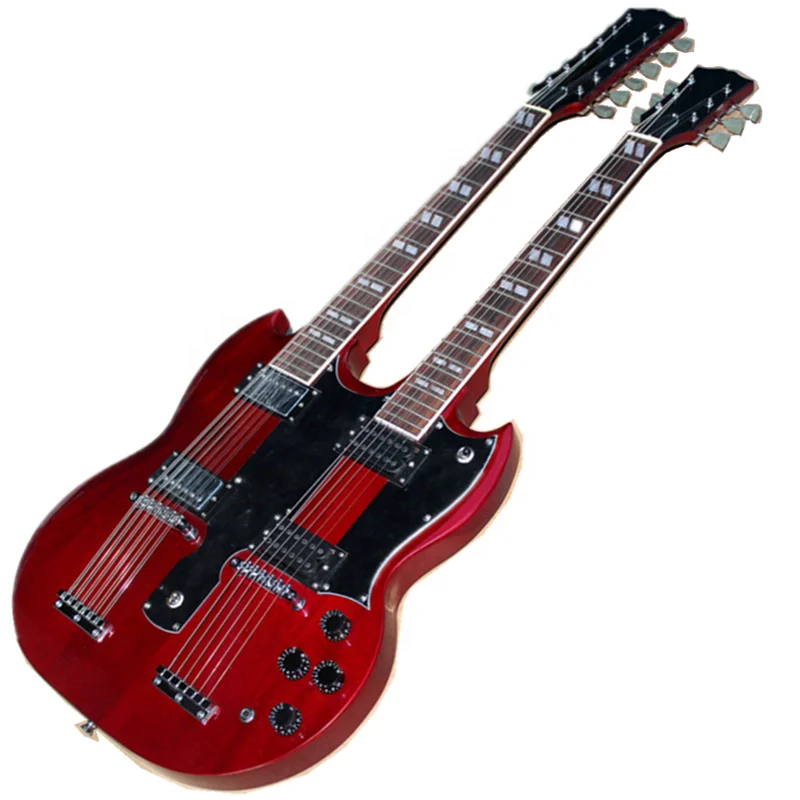 

Double Neck Guitar Red 12+6 Strings Electric Guitar with Chrome Hardware