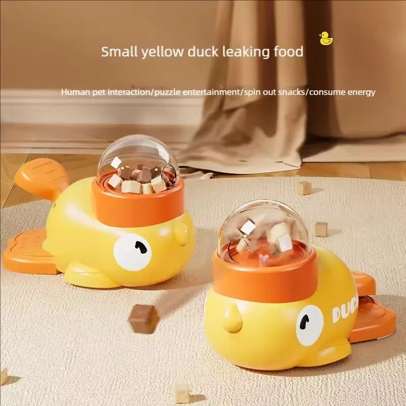 Cat Dog Food Feeder Cartoon Duck Design Pet Snack Puzzle Feeder Anti-Slip Puppy Automatic Dog Cat Food Dispenser Toy The Plastic