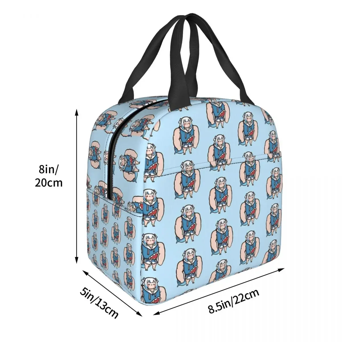 Macho Gawr Gura Pattern Cooler Lunch Box Hololive Anime Mountaineering Thermal Insulation Portable Food Bag