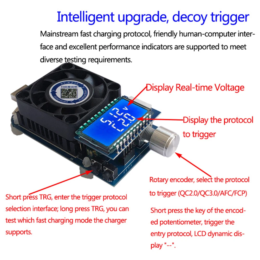 35W 25W Constant Current Electronic Load USB Type C Battery Testser QC2.0/3.0 AFC FCP Triggers Discharge Capacity Monitor