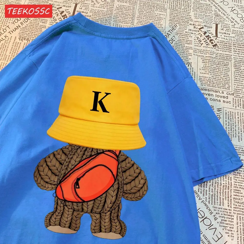 100% Cotton Woman T-Shirts Fashion Cute Teddy Bear Graphic Prints Tees Loose O-Neck Soft Short Sleeve Breathable Female Clothes