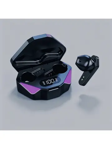 Wireless Bluetooth In-Ear Earbuds for Gaming Ultra Low Latency Stereo Headphones Equipped With Built-in Mic LED Light Effects