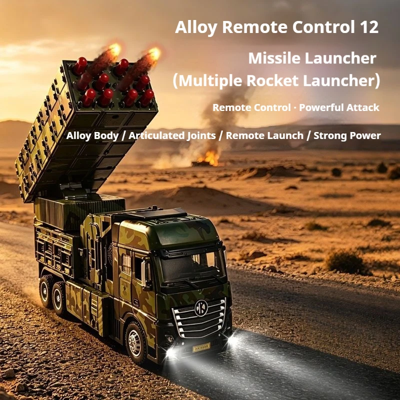 Kawaii Remote Control Alloy Missile Rocket Launcher Military Remote Control Truck Transport Vehicle Omnidirectional Model Toy
