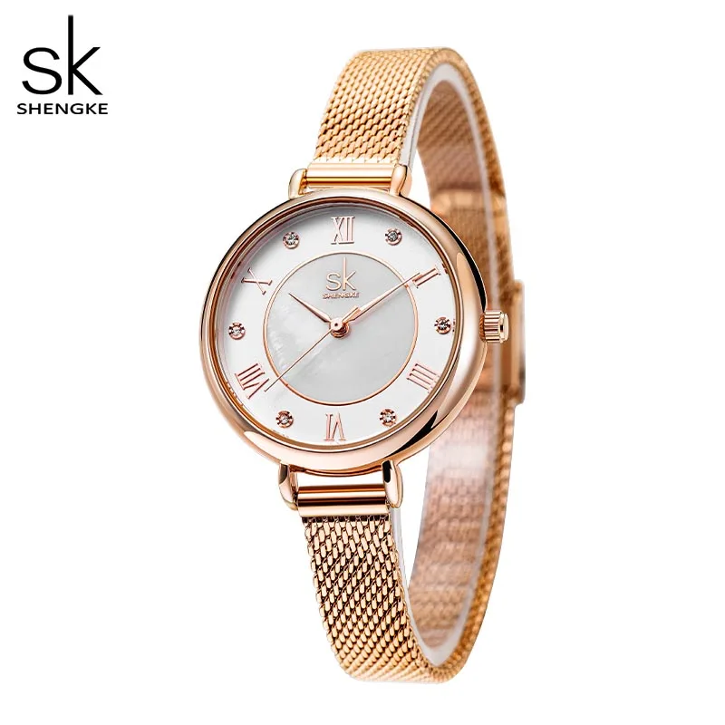 Shengke Fashion Design Ladies Watches Rose golden Women\'s Quartz Wristwatches Top Brand Women Elegant Best Gifts Clock Female