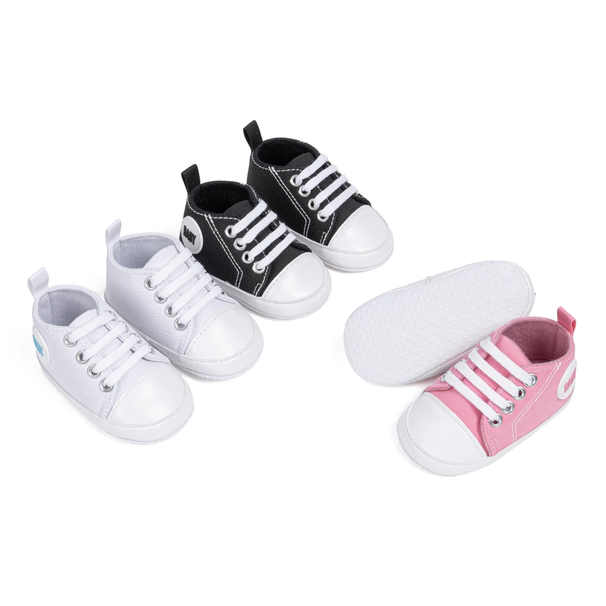 Meckior Soft Sole Comfortable Sneakers Baby Boys Girls Shoes First Walkers Infant Toddler Anti-Slip Classical Newborn Baby Shoes