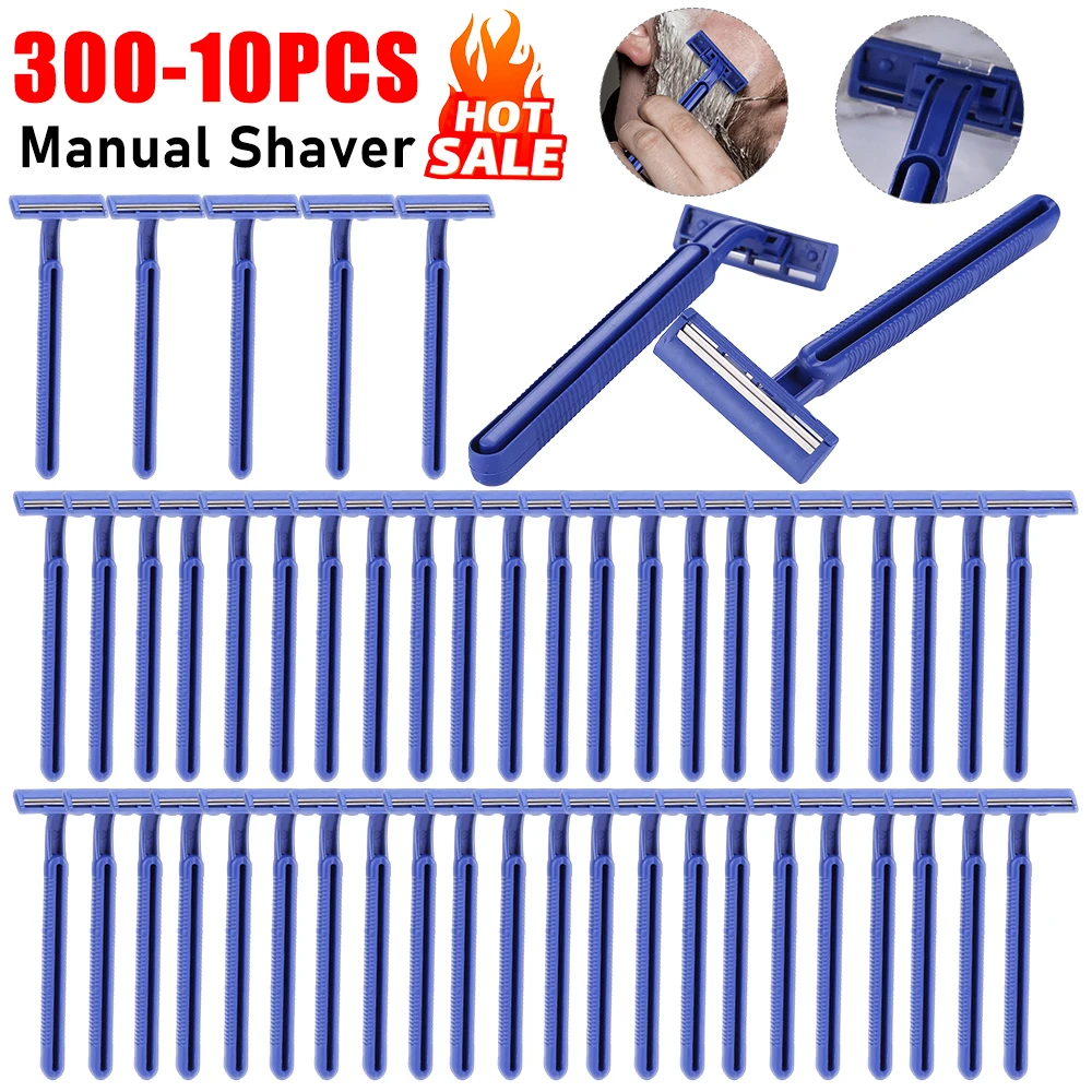 300-10PCS Stainless Razor Blades Disposable Stainless Steel Hospitality Quality Shavers High End Twin Blade Razors for Men