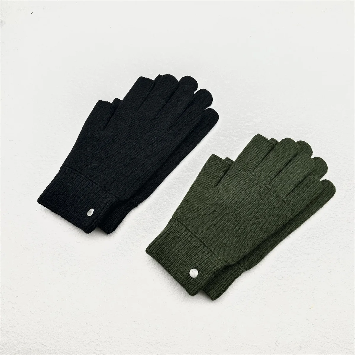 Man Women Half Finger Exposed Knitted Gloves Gardening Cycling Black Touch Screen Gloves